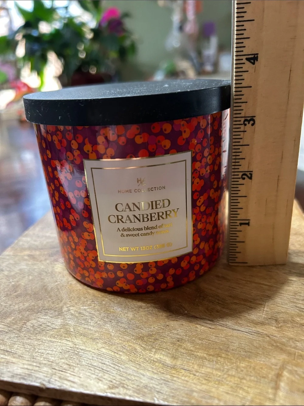 Home Collection “Candied Cranberry” 3 Wick Candle 13 Oz New